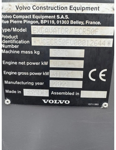 Crawler excavator Volvo ECR50F 2022 3300 uur !!: picture 19 Crawler excavator Volvo ECR50F 2022 3300 uur !!: picture 19