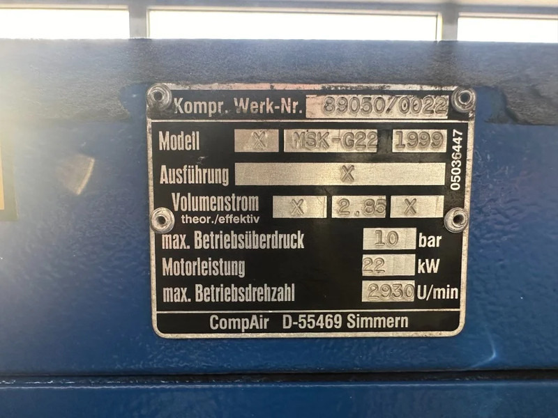 Compair MSK-G22 Elektrische Schroefcompressor 22 kW 3000 L / min 10 Bar - Air compressor: picture 3 Compair MSK-G22 Elektrische Schroefcompressor 22 kW 3000 L / min 10 Bar - Air compressor: picture 3