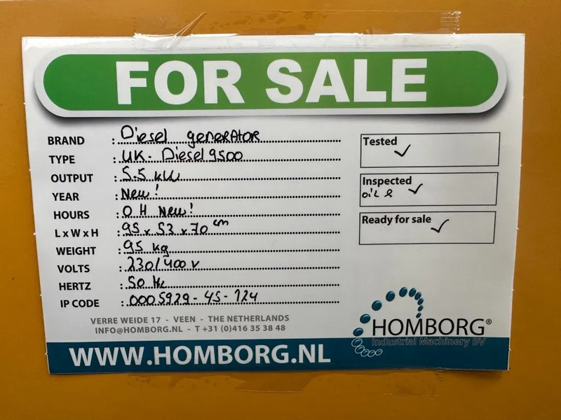 New Generator set Diesel Diesel Generator UK-9500 5.5 kW 230 en 400 Volt Silent Diesel generator New !: picture 12 New Generator set Diesel Diesel Generator UK-9500 5.5 kW 230 en 400 Volt Silent Diesel generator New !: picture 12