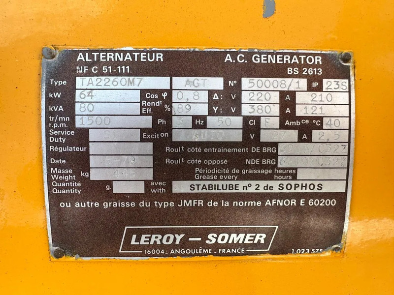 Ford Leroy Somer 80 kVA noodstroom generatorset ex Emergency 119 hours ! - Generator set: picture 5 Ford Leroy Somer 80 kVA noodstroom generatorset ex Emergency 119 hours ! - Generator set: picture 5