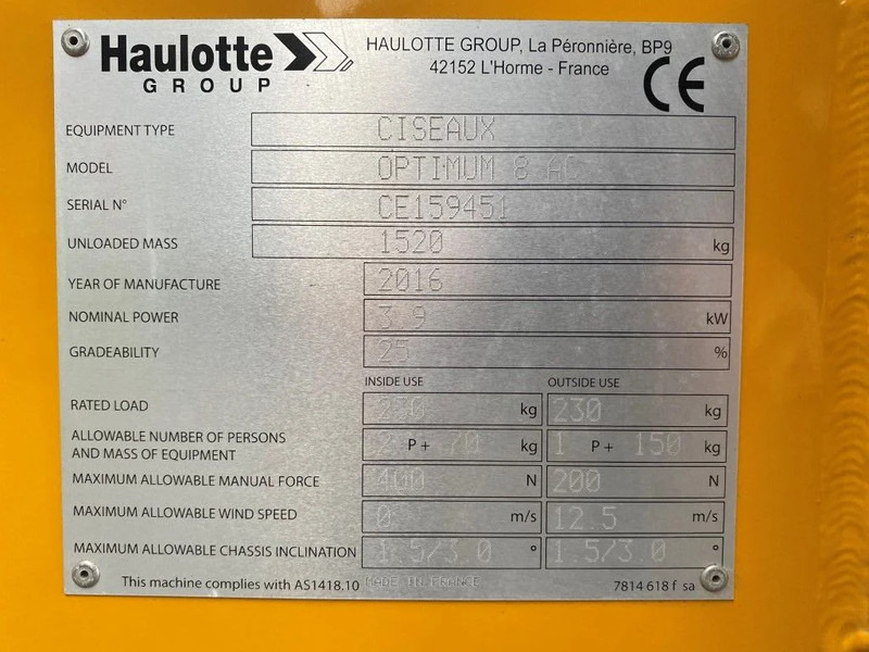 Haulotte Optimum 8 Elektrische Schaarhoogwerker 7.8 meter werkhoogte als nieuw ! 28 uur ! - Scissor lift: picture 3 Haulotte Optimum 8 Elektrische Schaarhoogwerker 7.8 meter werkhoogte als nieuw ! 28 uur ! - Scissor lift: picture 3