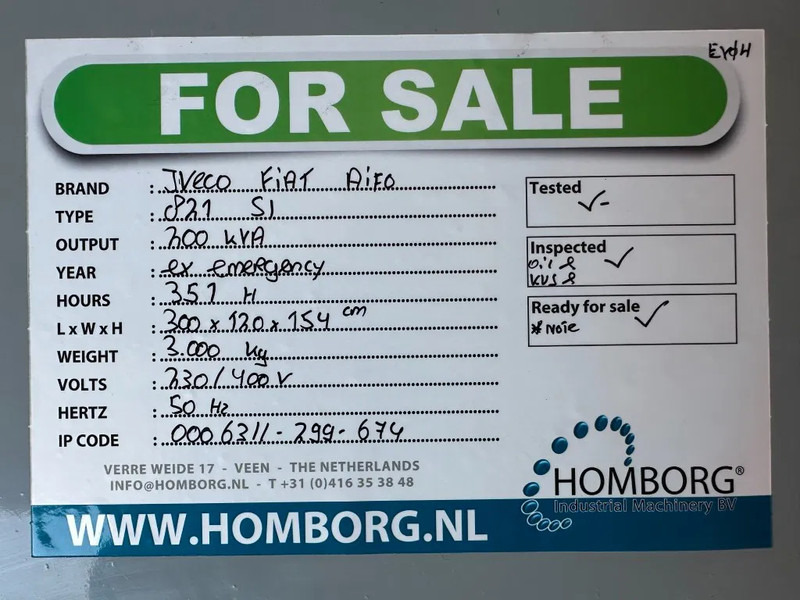 Generator set Iveco Fiat Aifo 821 SI 200 kVA noodstroom generatorset 351 hours !: picture 17