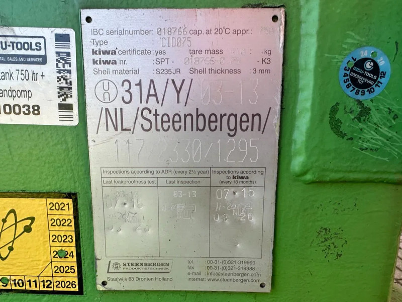 Kiwa IBC Steenbergen 750 liter Dieseltank met Handpomp Milieutank - Shipping container: picture 2 Kiwa IBC Steenbergen 750 liter Dieseltank met Handpomp Milieutank - Shipping container: picture 2