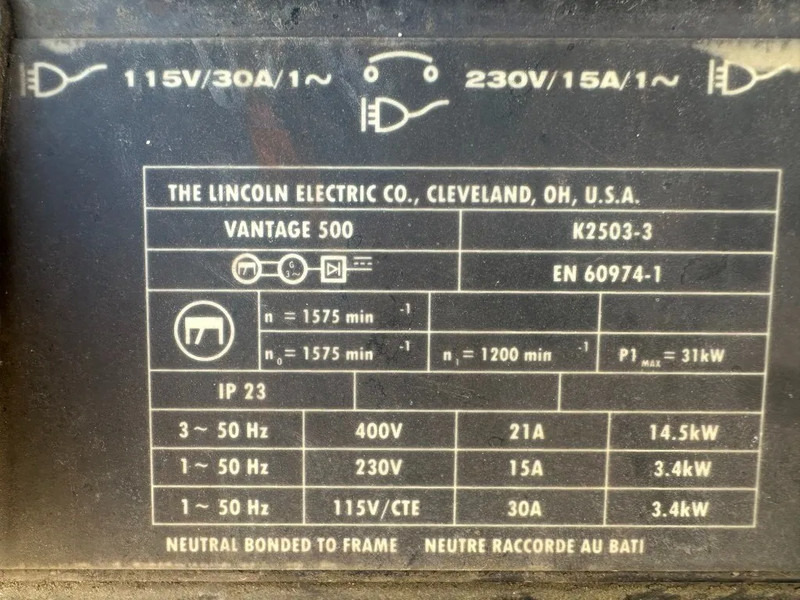 Lincoln Electric Vantage 500 Perkins 500 Amp Las generatorset Welding genset - Generator set: picture 4 Lincoln Electric Vantage 500 Perkins 500 Amp Las generatorset Welding genset - Generator set: picture 4