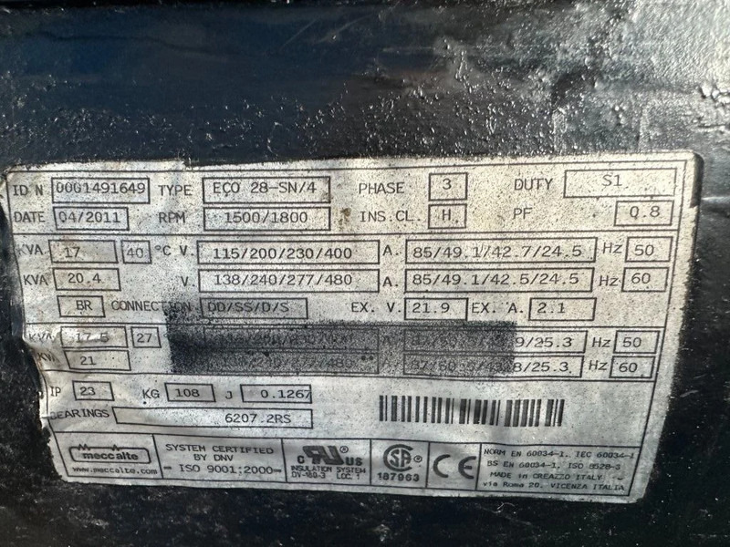 MECC ALTE SPA ECO 28-SN/4 Alternator 17 kVA Generatordeel 400 Volt - Generator set: picture 3 MECC ALTE SPA ECO 28-SN/4 Alternator 17 kVA Generatordeel 400 Volt - Generator set: picture 3