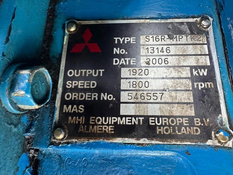 Mitsubishi S16R - MPTK2 Alconza 2322 kVA Marine generatorset - Generator set: picture 4 Mitsubishi S16R - MPTK2 Alconza 2322 kVA Marine generatorset - Generator set: picture 4