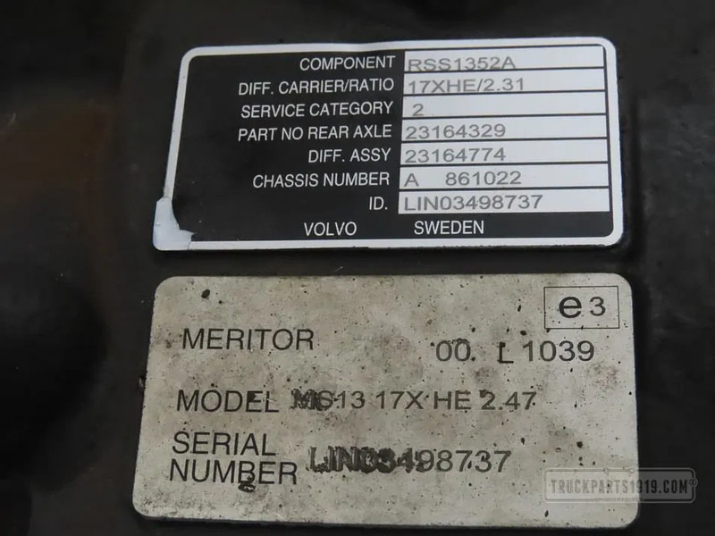 Volvo Axle & Steering Parts Differentieel RSS1352A R=2.31 - Differential gear for Truck: picture 3 Volvo Axle & Steering Parts Differentieel RSS1352A R=2.31 - Differential gear for Truck: picture 3