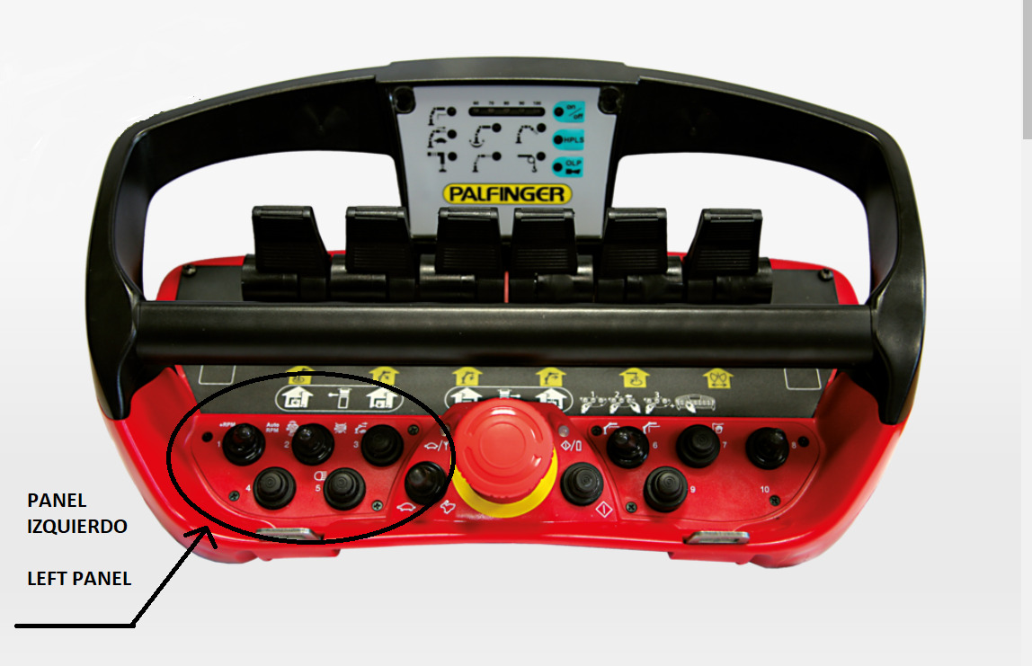 Left lateral panel with buttons radio remote Scanreco RC400 - Electrical system for Loader crane: picture 4 Left lateral panel with buttons radio remote Scanreco RC400 - Electrical system for Loader crane: picture 4