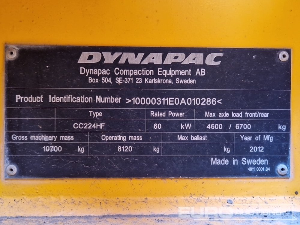2012 Dynapac CC224HF - Roller: picture 2 2012 Dynapac CC224HF - Roller: picture 2