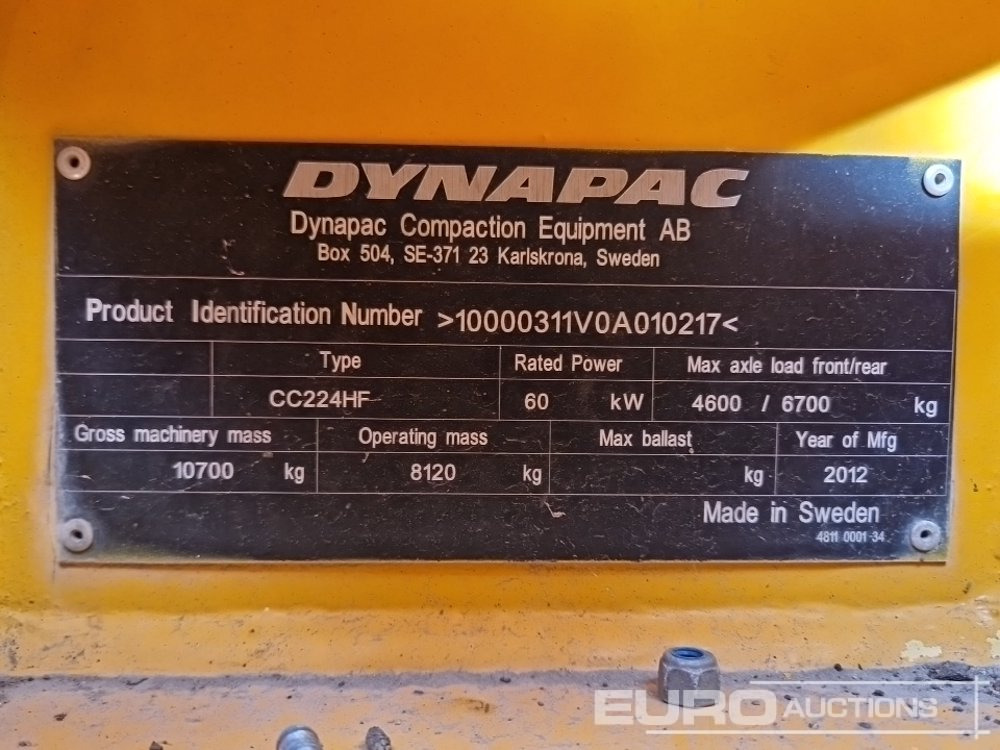 2012 Dynapac CC224HF - Roller: picture 2 2012 Dynapac CC224HF - Roller: picture 2