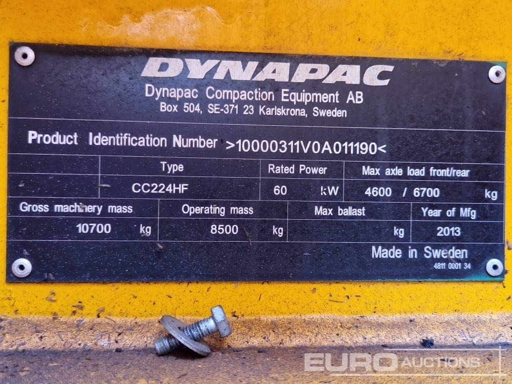 2013 Dynapac CC224HF - Roller: picture 2 2013 Dynapac CC224HF - Roller: picture 2