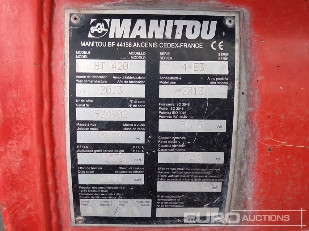 2013 Manitou BT420 - Telescopic handler: picture 2 2013 Manitou BT420 - Telescopic handler: picture 2