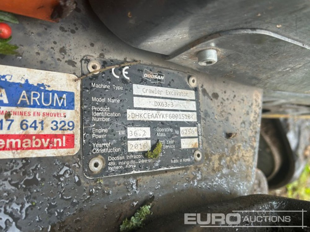 2016 Doosan DX63-3 - Mini excavator: picture 3 2016 Doosan DX63-3 - Mini excavator: picture 3