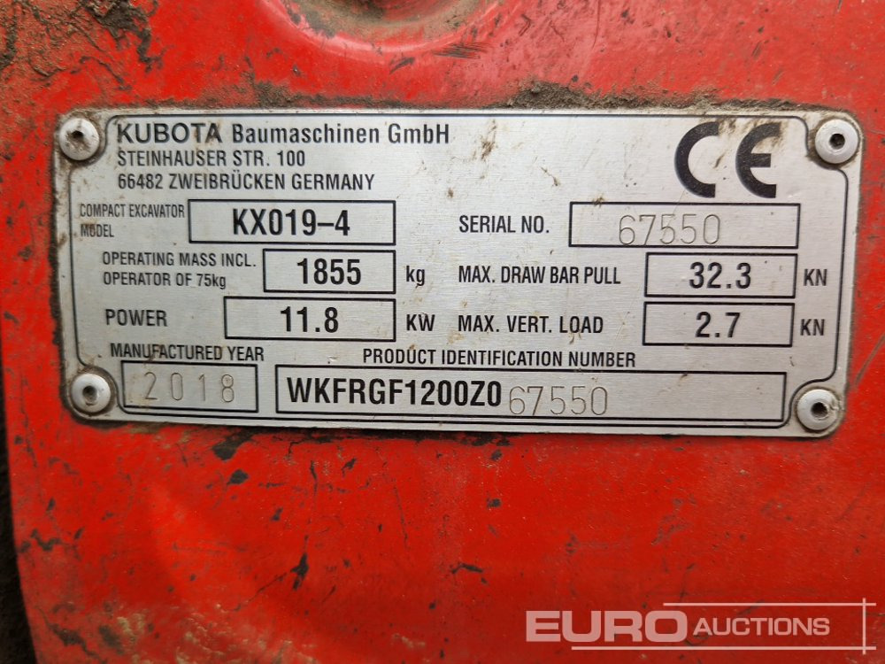 Mini excavator 2018 Kubota KX019-4: picture 33