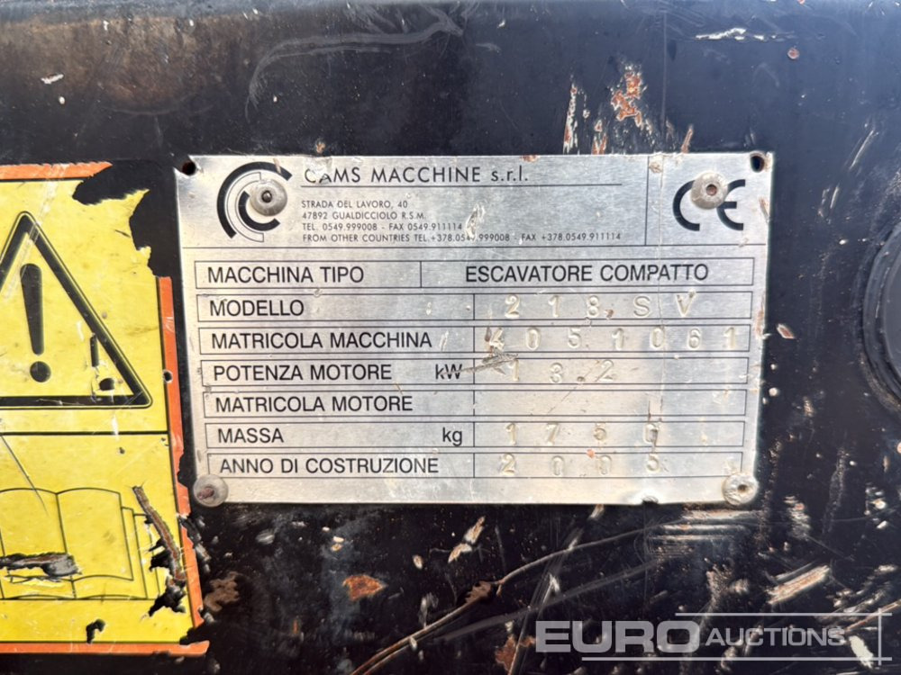 Mini excavator Cams Macchine Srl 218SV: picture 41