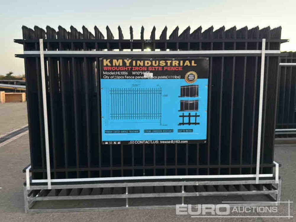 Unused 2025 KMY Industrial Iron Site Fence, Qty (20 of) Fence Panels, (20 of) Posts (W10XH6') Powder Coated Surface - Tool/ Equipment: picture 2 Unused 2025 KMY Industrial Iron Site Fence, Qty (20 of) Fence Panels, (20 of) Posts (W10XH6') Powder Coated Surface - Tool/ Equipment: picture 2