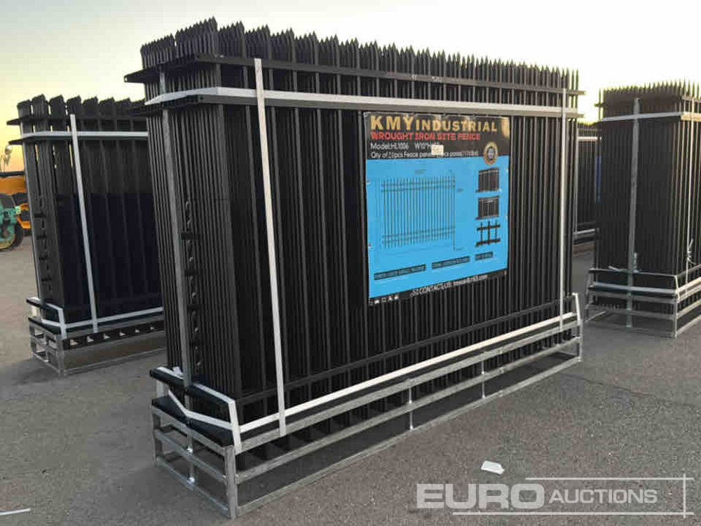 Unused 2025 KMY Industrial Iron Site Fence, Qty (20 of) Fence Panels, (20 of) Posts (W10XH6') Powder Coated Surface - Tool/ Equipment: picture 1 Unused 2025 KMY Industrial Iron Site Fence, Qty (20 of) Fence Panels, (20 of) Posts (W10XH6') Powder Coated Surface - Tool/ Equipment: picture 1