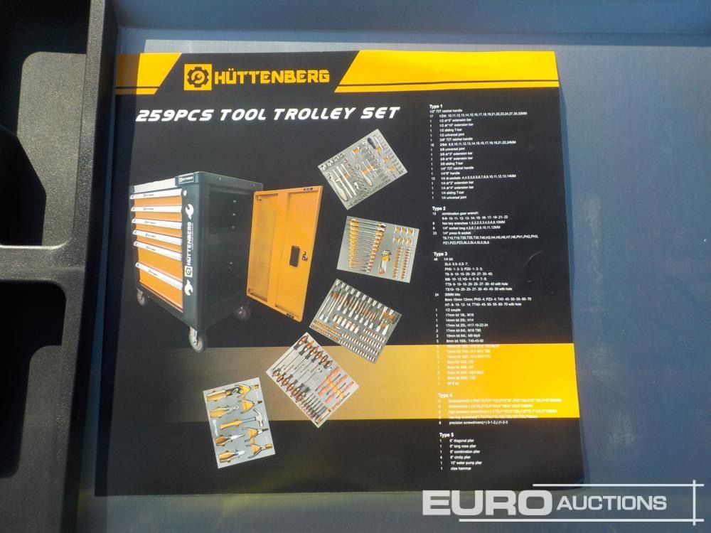 Workshop equipment Unused Huttenberg Tools Trolley, 220Pcs, Complete with Tools, 6 Drawers  / Carro Porta Herramientas Completo, 6 Cajones: picture 9