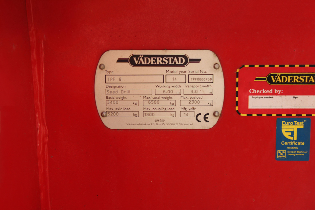 Väderstad Drillmaschine Tempo TPF8 - Seed drill: picture 5 Väderstad Drillmaschine Tempo TPF8 - Seed drill: picture 5
