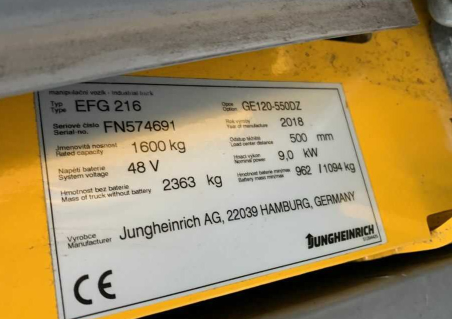 Electric forklift Jungheinrich EFG216: picture 8