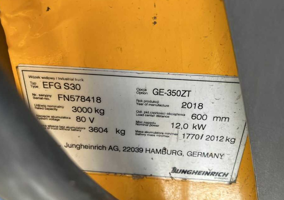 Jungheinrich EFGS30 - Electric forklift: picture 4 Jungheinrich EFGS30 - Electric forklift: picture 4