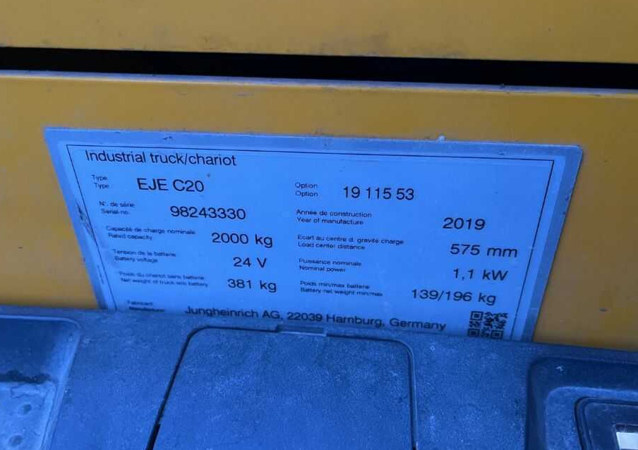 Pallet truck Jungheinrich EJEC20: picture 6