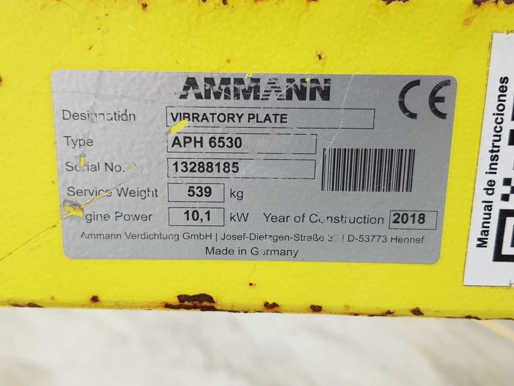 Vibratory plate Ammann APH 6530 Rüttelplatte / 539kg / 2018 / Diesel: picture 9
