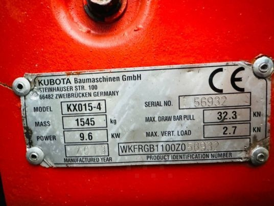 Kubota KX015-4 - Mini excavator: picture 4 Kubota KX015-4 - Mini excavator: picture 4