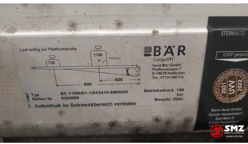 Mercedes-Benz Occ Laadlift BAR cargolift 1100kg - 140cm - Tail lift for Truck: picture 5 Mercedes-Benz Occ Laadlift BAR cargolift 1100kg - 140cm - Tail lift for Truck: picture 5