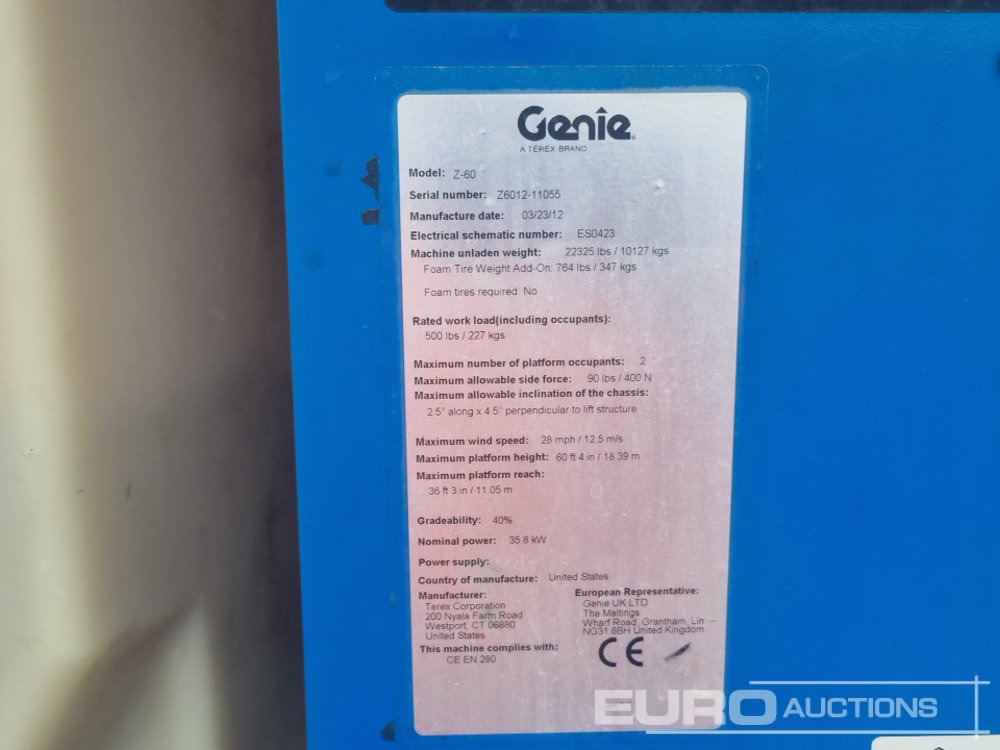 Aerial platform 2012 Genie Z-60: picture 41