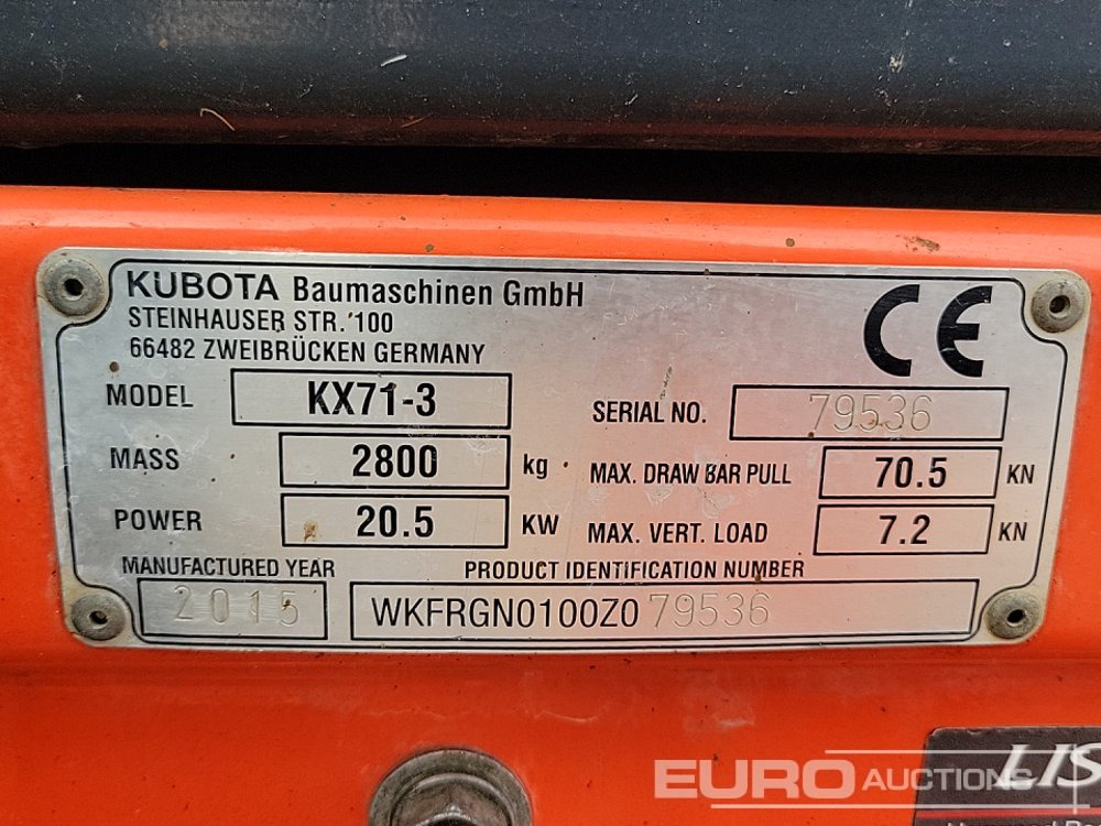 Mini excavator 2015 Kubota KX71-3: picture 45