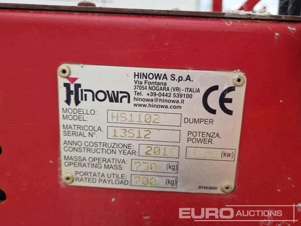 Crawler dumper 2016 Hinowa HS1102: picture 31
