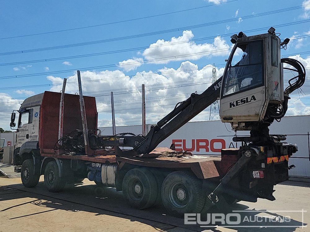 MAN 8x4 Flatbed Timber Lorry, Rear Mounted Kesla 2012T Hydraulic Crane With Cab, Hydraulic Rotating Log Grab, Manual Gearbox - Dropside/ Flatbed truck: picture 3 MAN 8x4 Flatbed Timber Lorry, Rear Mounted Kesla 2012T Hydraulic Crane With Cab, Hydraulic Rotating Log Grab, Manual Gearbox - Dropside/ Flatbed truck: picture 3