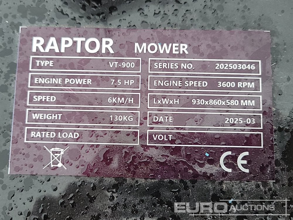 Garden mower Unused 2025 Raptor VT-900: picture 26