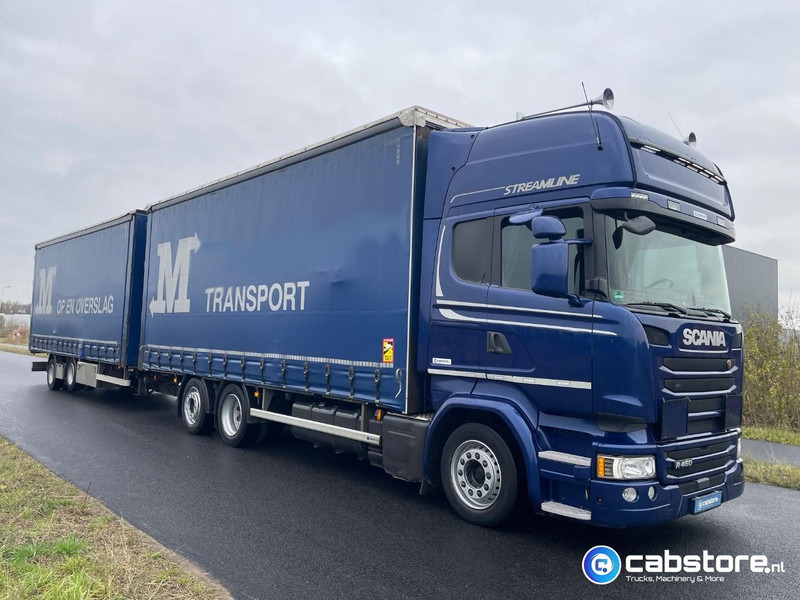 Scania R450 LB6X2MLB Euro 6 - Bouwjaar 2016 - Topline - Doorlaad-volume combi+ Wecon Middenas aanhangwagen - Good condition - Curtainsider truck: picture 1 Scania R450 LB6X2MLB Euro 6 - Bouwjaar 2016 - Topline - Doorlaad-volume combi+ Wecon Middenas aanhangwagen - Good condition - Curtainsider truck: picture 1