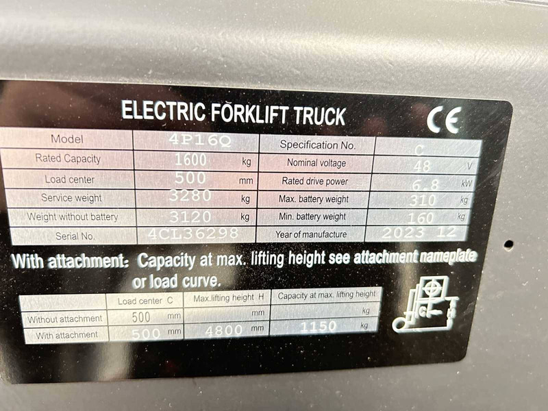 New Electric forklift Noblelift FE4P16QC: picture 18