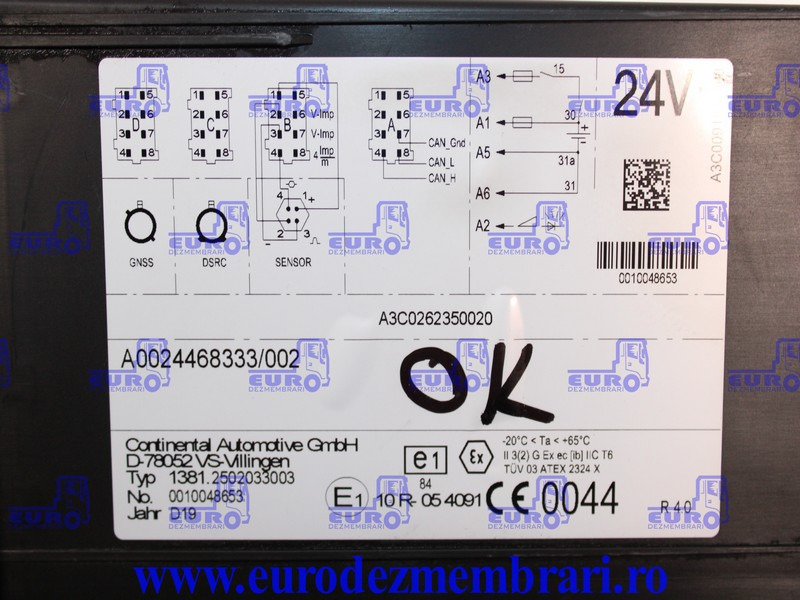 TAHOGRAF CONTINENTAL MERCEDES ACTROS MP5 A0024468333 - ECU for Truck: picture 2 TAHOGRAF CONTINENTAL MERCEDES ACTROS MP5 A0024468333 - ECU for Truck: picture 2