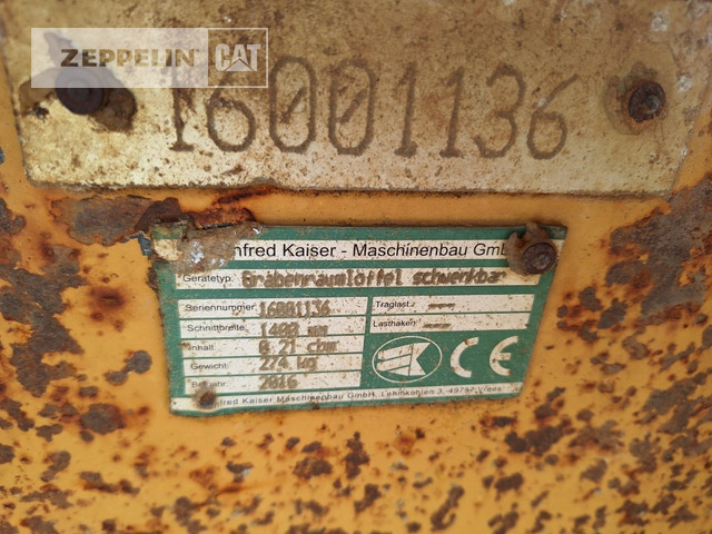 Cat GLV1400 CW10 - Excavator bucket for Construction machinery: picture 5 Cat GLV1400 CW10 - Excavator bucket for Construction machinery: picture 5